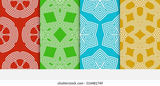 set of color seamless floral geometric patterns. Vector illustration