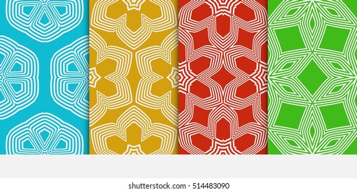 set of color seamless floral geometric patterns. Vector illustration