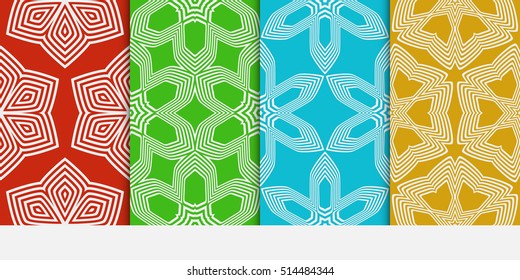 set of color seamless floral geometric patterns. Vector illustration