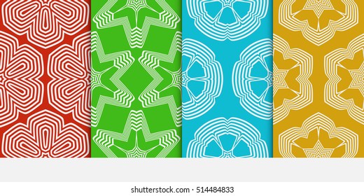 set of color seamless floral geometric patterns. Vector illustration