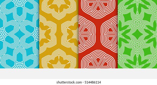 set of color seamless floral geometric patterns. Vector illustration