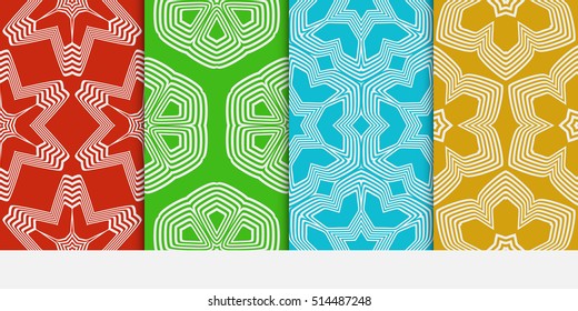 set of color seamless floral geometric patterns. Vector illustration