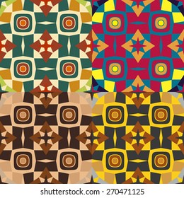 Set color of seamless geometric pattern of symmetrical shapes