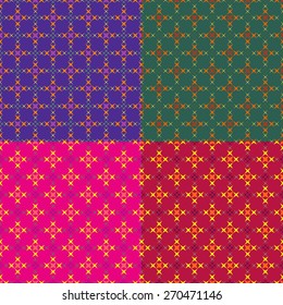 Set color of seamless geometric patterns of spiky crosses