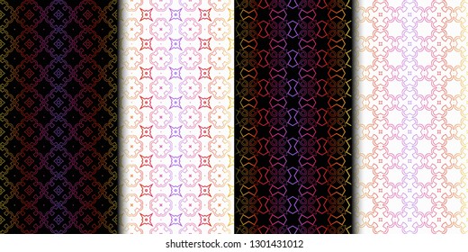 Set of Color Seamless Lace Pattern With Abstract Geometric Background. Vector illustration
