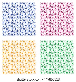 Set of the color seamless patterns with monkeys