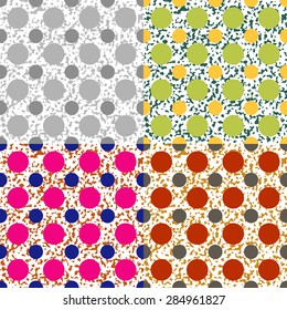 Set color of seamless vector patterns of circles on the background with spots