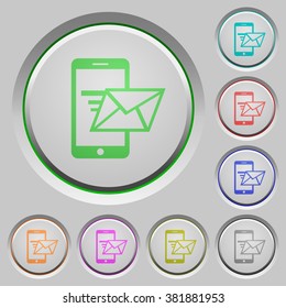 Set of color Sending email sunk push buttons.