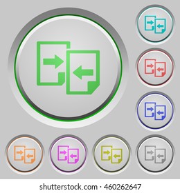 Set of color Share documents sunk push buttons.