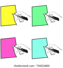 Set of color sheets of note papers