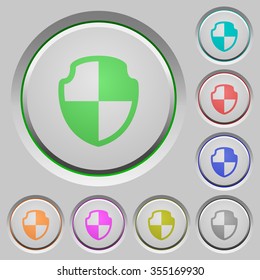 Set of color shield sunk push buttons.
