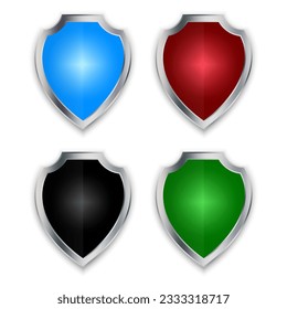Conjunto de iconos de los escudos de color. Ilustración vectorial. EPS 10.
