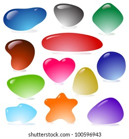 Set of color shiny stone buttons and tags, free forms