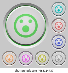 Set of color Shocked emoticon sunk push buttons.