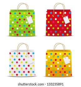 Set of color shopping bags with dots pattern