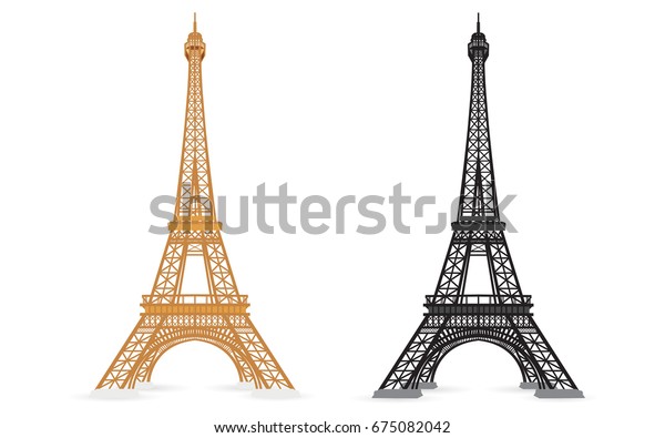 白い背景にカラーとシルエットエッフェル塔パリ ベクター画像 イラスト のベクター画像素材 ロイヤリティフリー