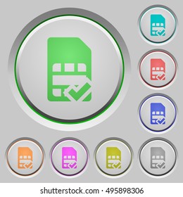 Set of color SIM card accepted sunk push buttons.