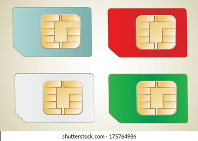 Set of color SIM cards