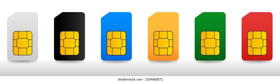 Set of color SIM cards. Design for mobile phone or smartphone. Vector illustration isolated on white background