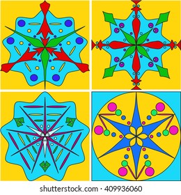 Set of Color simple mandalas. vector illustration. For design, wallpaper