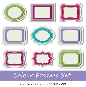 Set of color simple paper labels. Vector illustration with design elements.