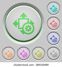 Set of color Size settings sunk push buttons.