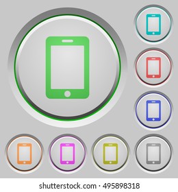 Set of color Smartphone sunk push buttons.