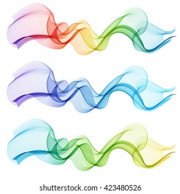 Set of color smoke wave. Abstract  transparent waved lines for brochure, website, flyer design.  