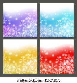 Set of color snowflake backgrounds