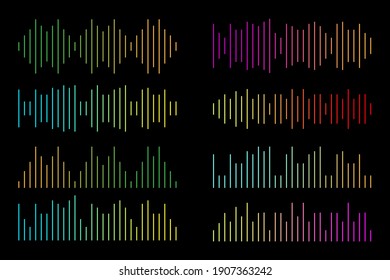 Set color sound waves. Vector sound wave. Abstract music pulse background. Wave effect. Stock image. EPS 10.