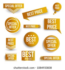 Set of color special offer and best price banners. Vector illustration.