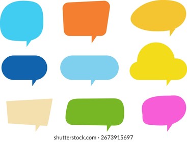 Conjunto de burbuja de discurso de color. Caja de chat ilustración dibujada a mano