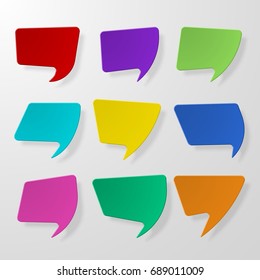 Set of color speech bubbles with the effect of paper and shadow