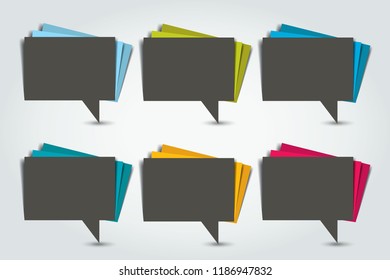 Set of color speech bubbles. Paper stickers.