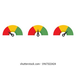 Set of color speedometer. Flat icon speedo. Speedometer symbol web icon. Vector
