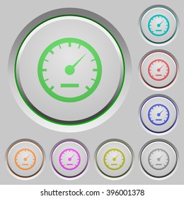 Set of color speedometer sunk push buttons.