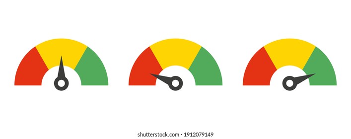 Set of color speedometer. Vector Illustration