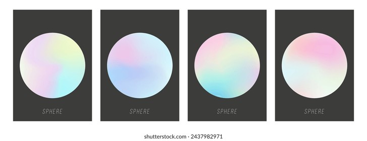 Set of color spheres with holographic effect. Holographic round shapes with soft color gradients for creative graphic design. Vector illustration.