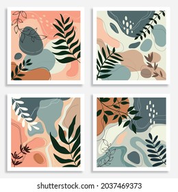 Set Color splash abstract background for design. Design banner frame. Colorful background with tropical plants. Place for your text.