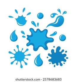 set of color splash on white background 