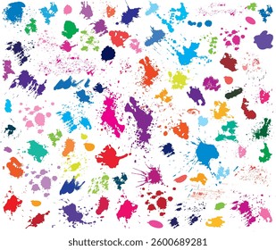 Set of Color Spots of Paint, Brush Prints, Design Elements