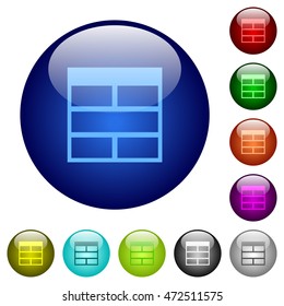 Set of color Spreadsheet horizontally merge table cells glass web buttons.