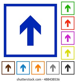 Set of color square framed up arrow flat icons