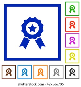 Set of color square framed award flat icons