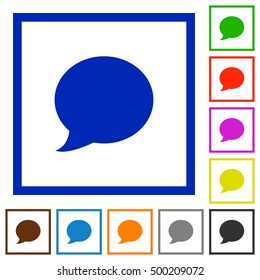 Set of color square framed blog comment flat icons