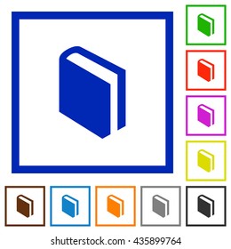 Set of color square framed book flat icons