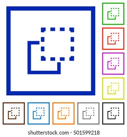 Set of color square framed bring to front flat icons