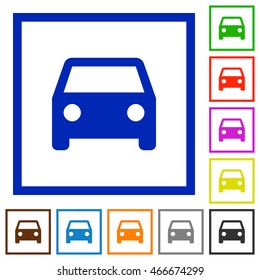 Set of color square framed car flat icons
