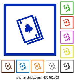 Set of color square framed Card game flat icons