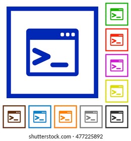 Set Of Color Square Framed Command Prompt Flat Icons